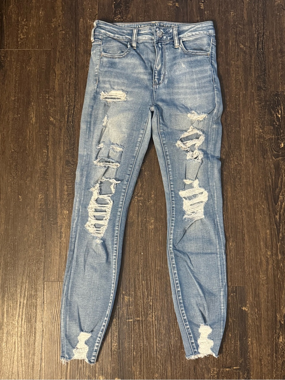 American Eagle Outfitters Light Blue Ripped Skinny Jeans